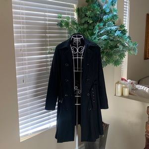 Georgiou Studio LtWght Sparkly Black Belted Fit & Flare Coat Sz M